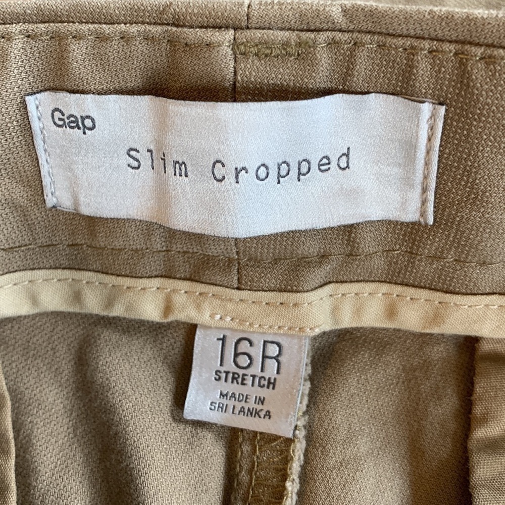GAP Slim Cropped Khaki Size 16R Stretch EUC - Picture 4 of 7